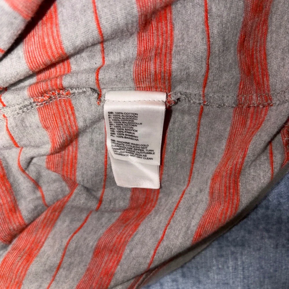 The North Face Mens Large Polo Shirt Grey Orange Striped Short Sleeve Cotton L